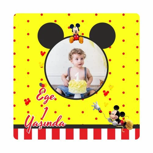 Mickey Mouse Temalı Doğum Günü Magneti